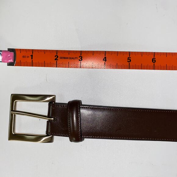 TUMI Brown Genuine Leather Gold-Tone Hardware Belt Men's Size 38 95 15314 - Picture 2 of 7